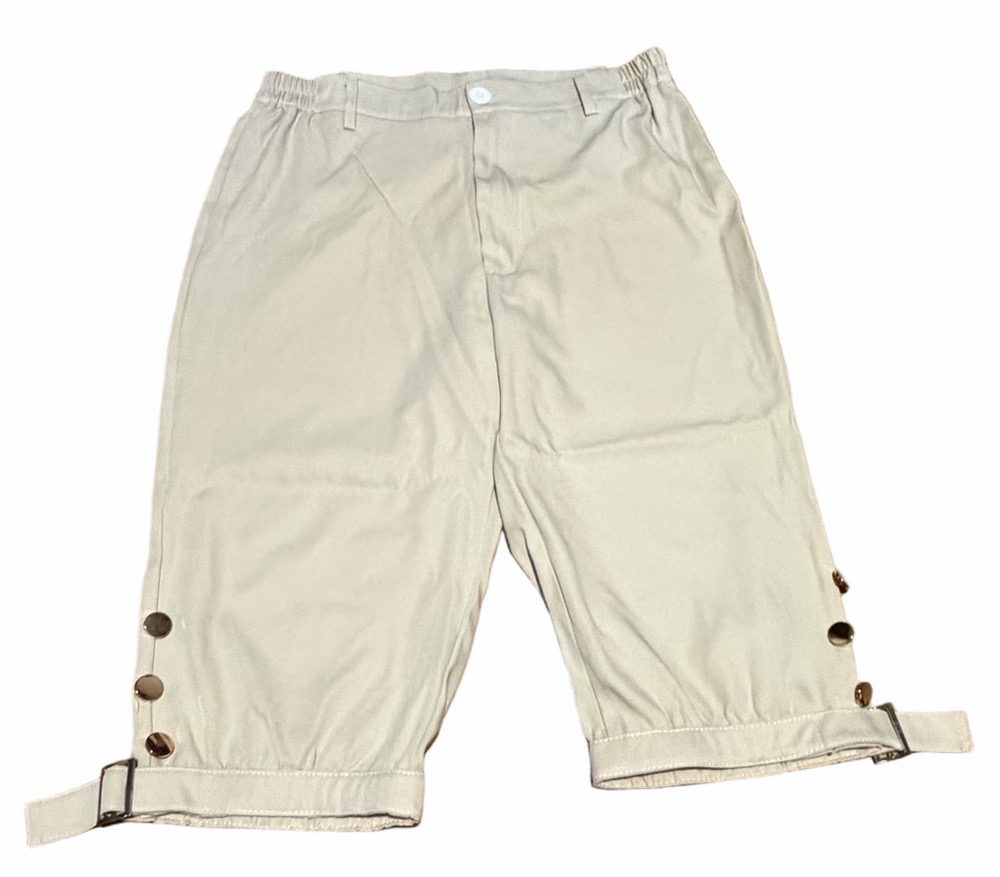 Cream Button-Detail Cropped Historical Costume Pants
